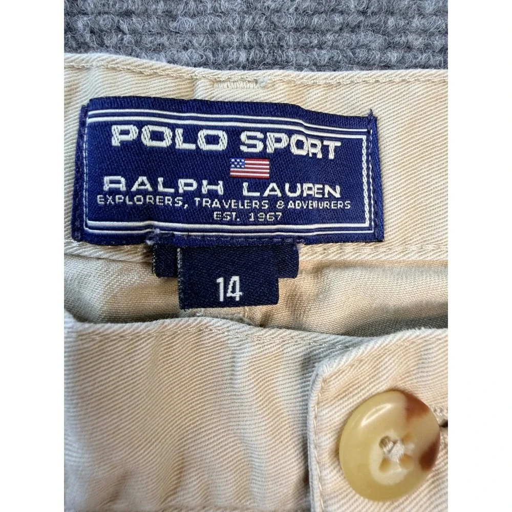 Polo Sport Ralph Lauren Khaki Cargo Pants 14 Tan Cotton Zip Off Convertible Vtg